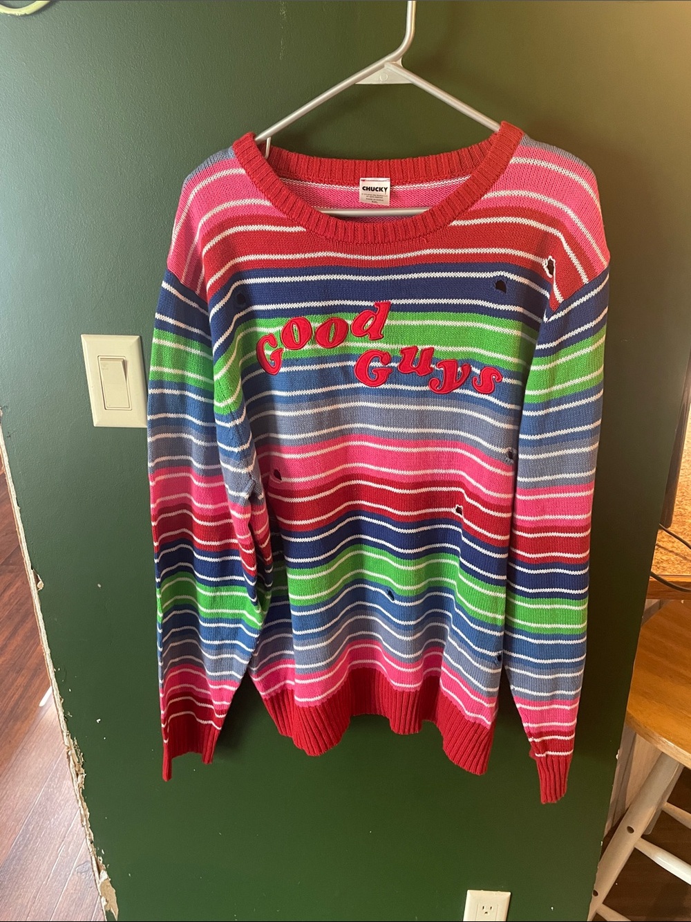 Chucky Childs Play Striped 'Good Guys' Crewneck Sweater - Multicolor Size XXL 12